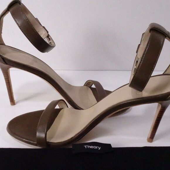 Theory Nappa High Heel Sandal Open Toe Ankle Strap Pumps 37.5 NIB 355 - Picture 2 of 13
